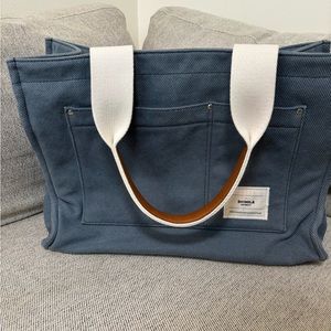Shinola Runabout Slate Blue Twill Canvas Open Tote
